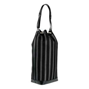 Saint Laurent Canvas Leather Trim Oversized Drawstring Bucket Bag
